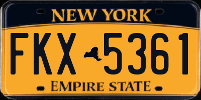 NY license plate FKX5361