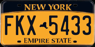 NY license plate FKX5433