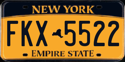 NY license plate FKX5522