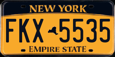 NY license plate FKX5535