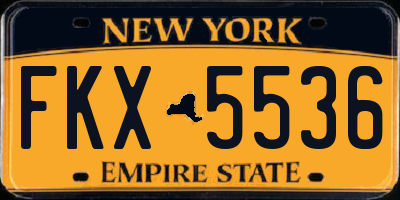 NY license plate FKX5536