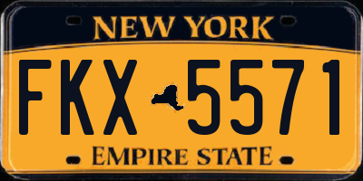 NY license plate FKX5571