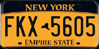 NY license plate FKX5605
