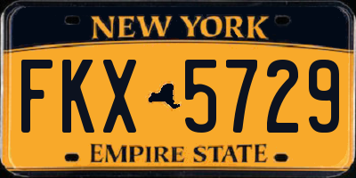 NY license plate FKX5729