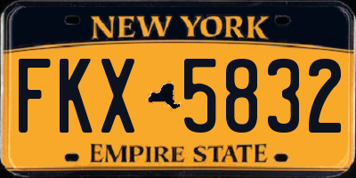 NY license plate FKX5832