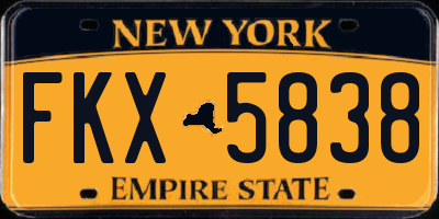 NY license plate FKX5838