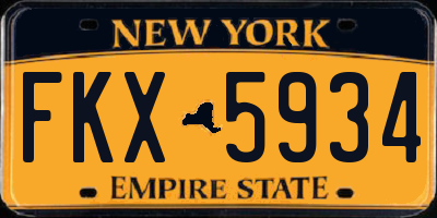 NY license plate FKX5934