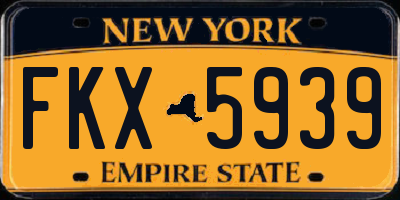 NY license plate FKX5939