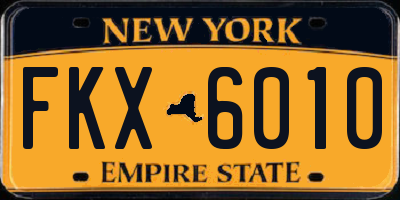 NY license plate FKX6010