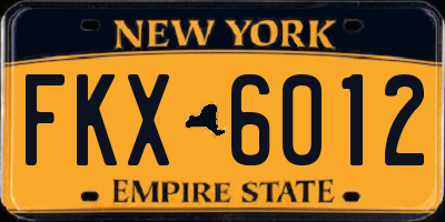 NY license plate FKX6012