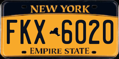 NY license plate FKX6020