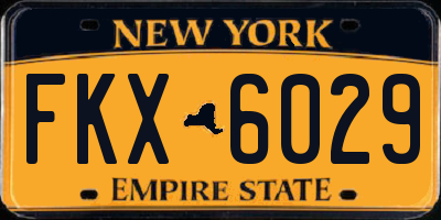 NY license plate FKX6029