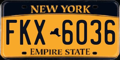 NY license plate FKX6036