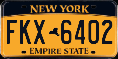 NY license plate FKX6402