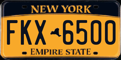 NY license plate FKX6500