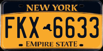 NY license plate FKX6633
