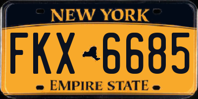 NY license plate FKX6685
