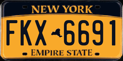 NY license plate FKX6691