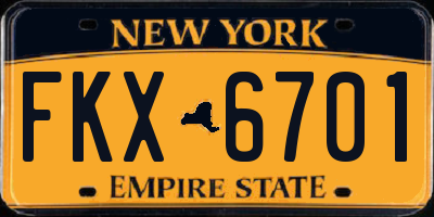 NY license plate FKX6701