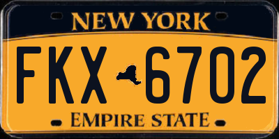 NY license plate FKX6702