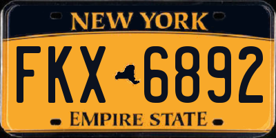 NY license plate FKX6892