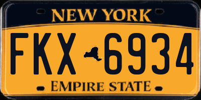 NY license plate FKX6934