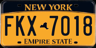 NY license plate FKX7018
