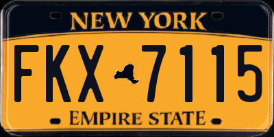 NY license plate FKX7115
