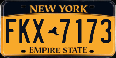 NY license plate FKX7173