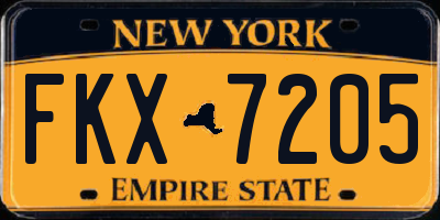 NY license plate FKX7205