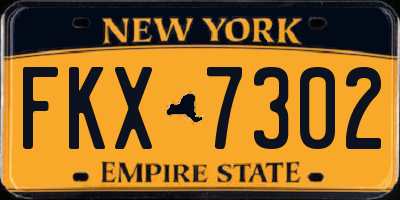 NY license plate FKX7302