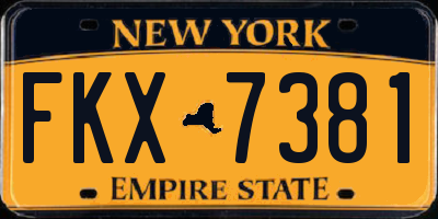 NY license plate FKX7381