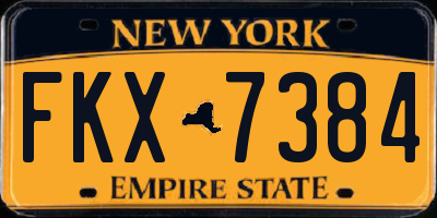 NY license plate FKX7384