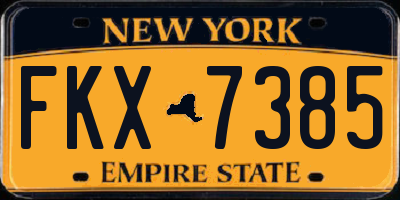 NY license plate FKX7385