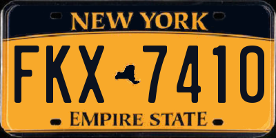NY license plate FKX7410