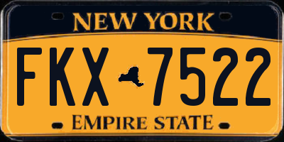 NY license plate FKX7522