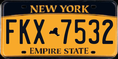 NY license plate FKX7532