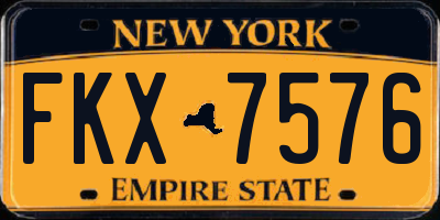 NY license plate FKX7576