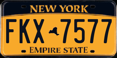 NY license plate FKX7577