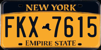NY license plate FKX7615
