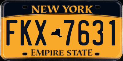 NY license plate FKX7631