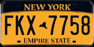 NY license plate FKX7758