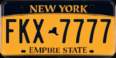 NY license plate FKX7777