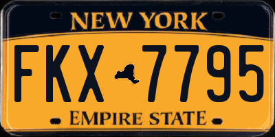 NY license plate FKX7795