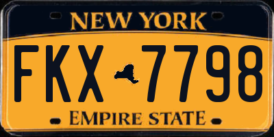 NY license plate FKX7798