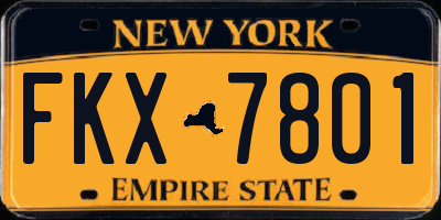 NY license plate FKX7801