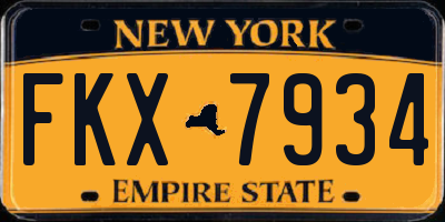 NY license plate FKX7934