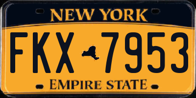 NY license plate FKX7953