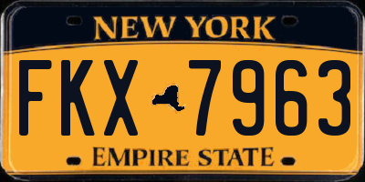 NY license plate FKX7963