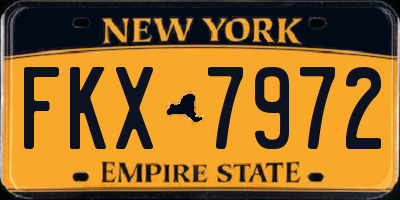 NY license plate FKX7972